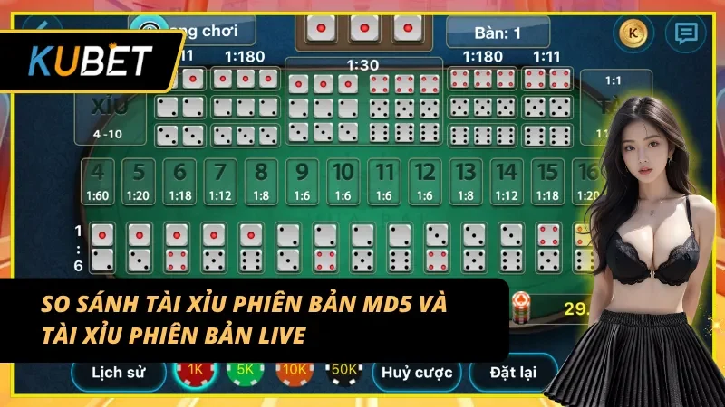 So sánh Tài xỉu MD5 và phiên bản Tài Xỉu Live tại Kubet